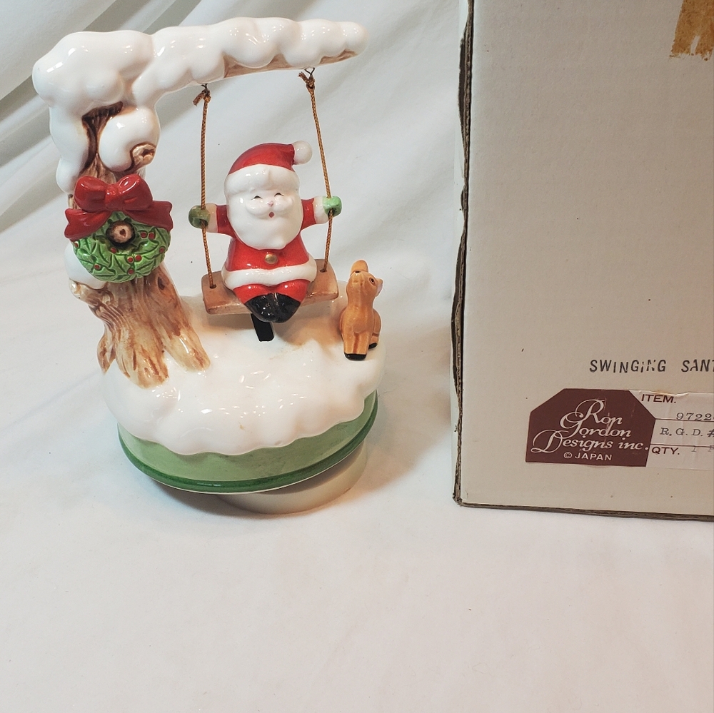 Swinging Santa Music Box Vintage Ron Gordon Designs Here Comes Santa Claus MCM